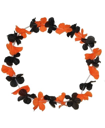 Halloween Hawaiikrans zwart met oranje