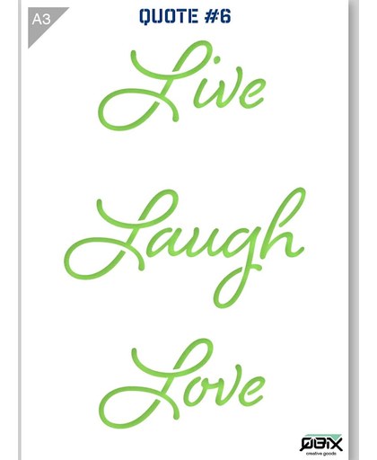 Sjabloon Live Laugh Love Quote Karton Stencil A3 42 x 29,7 cm