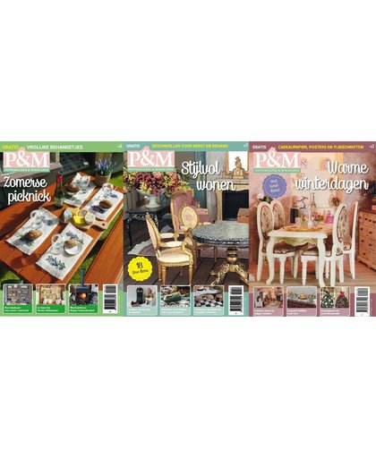 3 verschillende P&M - Poppenhuizen & Miniaturen - 3 Magazines inclusief interviews, wedstrijden en gratis artikelen