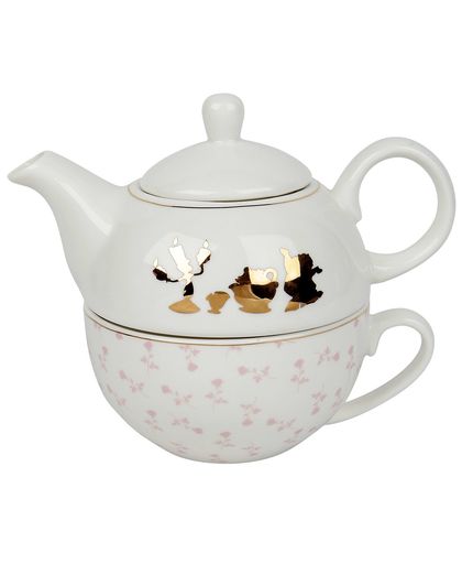 Beauty and the Beast Tea for One Theepot wit-roze