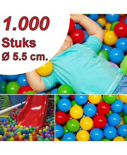 1000 STUKS | Multi-Color Gekleurde Ballenbak Ballen Ø5,5 Cm, Tbv Kinder- & Baby- Ballenbak | Zwembad | Speelhuis etc. (1.000 Stuks Ballenbakballen)