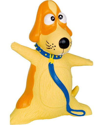 Nobby Latex Hond met riem - Hond - Kauwspeelgoed - 12,5 cm - Geel