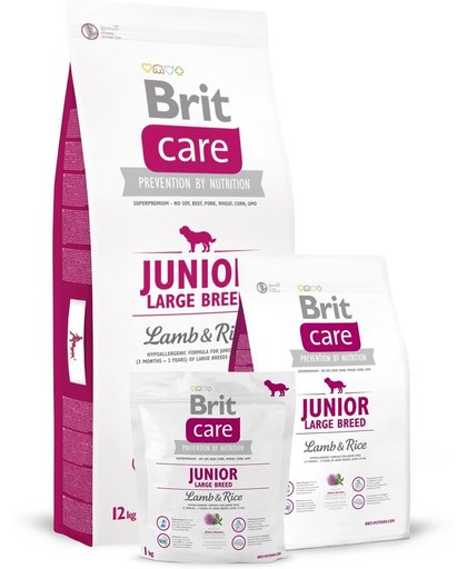 Brit care Junior large breed Lam&Rijst Hypo-allergeen 12 + 1 kg gratis