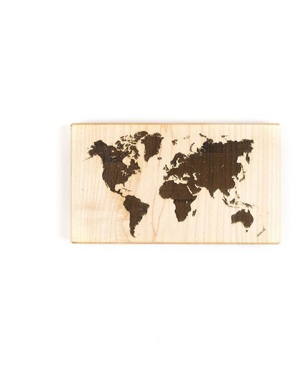 Houten wereldkaart 20 cm - Esdoorn
