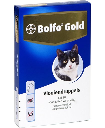 Bolfo Gold 80 Anti vlooienmiddel - Kat - <gt/>4 kg - 4 pipetten