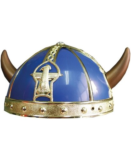 Obelix helm blauw met hoorns
