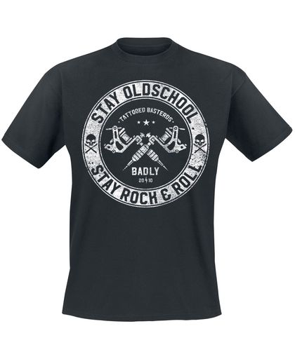Badly Stay Oldschool Stay Rock & Roll T-shirt zwart
