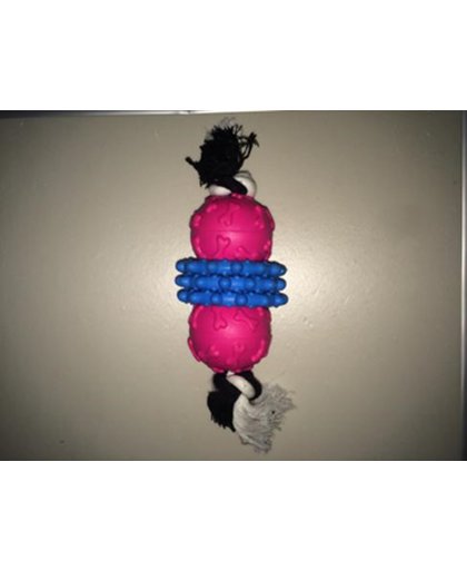 Een rubber speeltje voor de hond blauw / roze