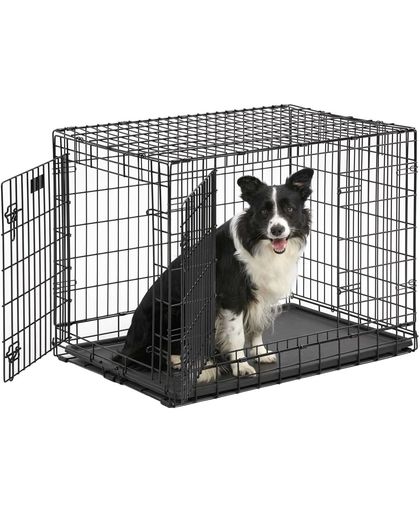 Petstore Hondenbench 2 deurs - Maat L 92x57x64 cm - Zwart - inclusief passend vetbed