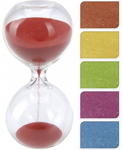 Glazen zandloper roze 8 minuten