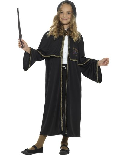 Tovenaarscape voor kinderen - Tovenaarsleerling Harry Potter - Zware cape met gouden bies - maat 152 tot 164