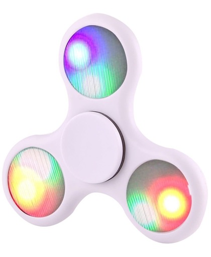 Glowing Fidget Spinner Toy Tri-Spinner Stress rooducer Anti-Anxiety Toy met RGB LED licht voor Children en Adults, 1.5 Minutes Rotation Time, Big Steel Beads Bearingwit
