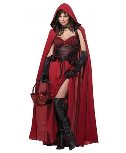 Sexy donker Roodkapje kostuum voor vrouwen - Verkleedkleding - Maat XL