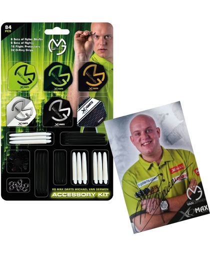 MvG - Accessoires pack 84 pieces MET GESIGNEERDE FOTO van - Michael van Gerwen - dart accessoires