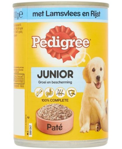 Pedigree Blik Hondenvoer Junior - Lam/Rijst - 12x 400 gram