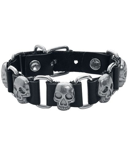 Skull Lederen armband zwart-zilver
