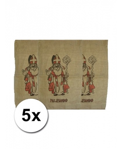 5 jute zakken voor Sinterklaas 60 x 102 cm - Sinterklaaszak