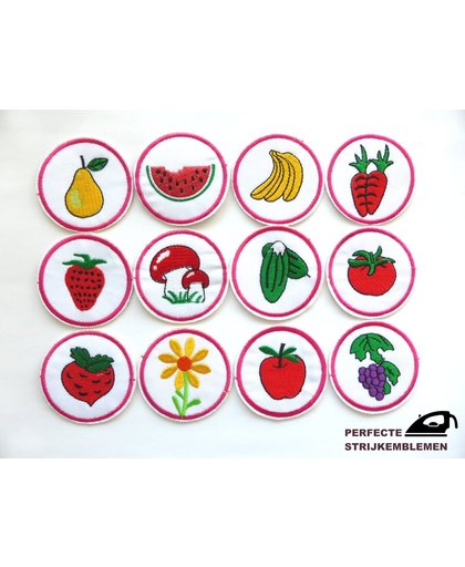 Strijk embleem ‘Fruit patch set (12)’ – stof & strijk applicatie