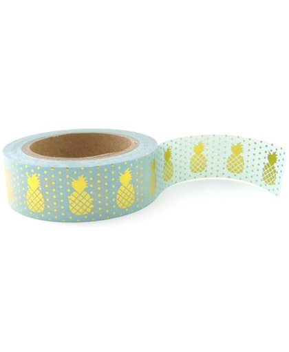 Blauw met Goudkleurige Ananas Washi Tape Decoratie Plakband Masking Tape 10 meter D2