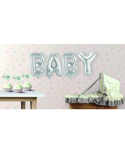 Opblaasletters BABY geboorte ballonnen - babyshower versiering