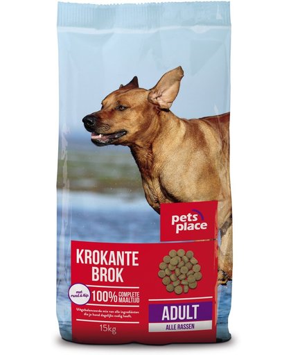 Pets Place Adult Krokante Brokken Gevogelte&Vlees 15 kg