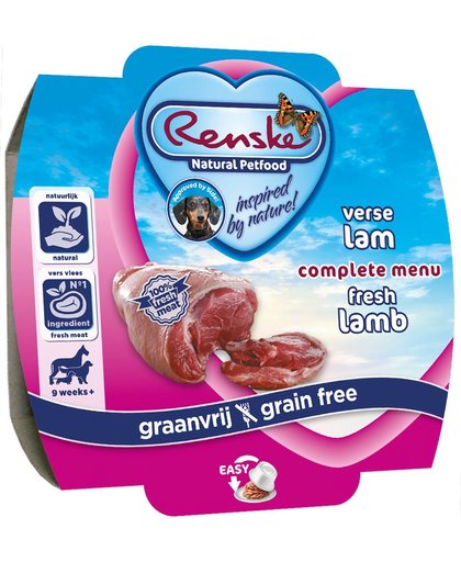 Renske - Hond natvoer - Vers Vlees Maaltijd - Lam - 8 x 100gram