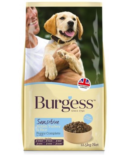 Burgess dog sensitive puppy kalkoen / rijst hondenvoer 12,5 kg