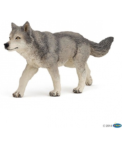 Plastic speelgoed grijze wolf 3 cm