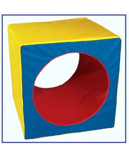 Vierkant kubus met tunnel 50x50x50 cm - Speel, Bouw & Zit schuim blokken / kussens / elementen / foam
