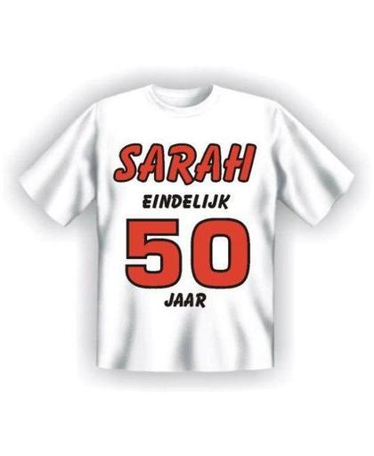 Benza T-Shirt - SARAH eindelijk 50 jaar - (Leuk, Grappig, Mooi, Funny, Leeftijd, Verjaardag) - Maat XXXL