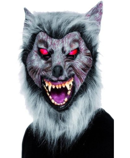 Weerwolvenmasker | Weerwolfmasker met grijze haren en rode ogen