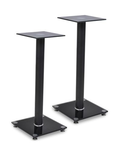 vidaXL 2 pcs Glass Speaker Stand (Each with 1 Black Pillar)