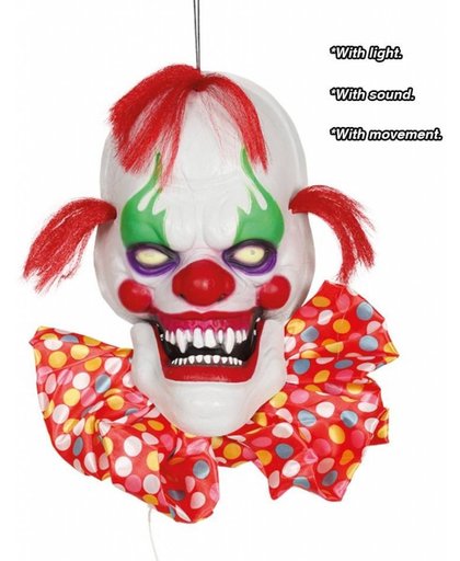 Halloween Wanddecoratie Pratende Clown met licht, geluid en beweging 60cm