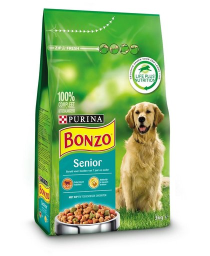 Bonzo Senior Kip & toegevoegde Groenten - Hondenvoer - 3 kg