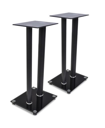 vidaXL 2 pcs Glass Speaker Stand (Each with Black Pillars)