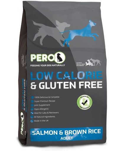 Pero low calorie & gluten free salmon / brown rice adult hondenvoer 12 kg