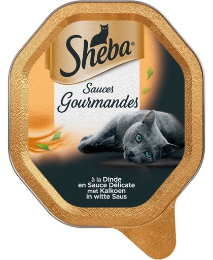 Sheba Mini Filets - Gourmandes - Kalkoen in witte saus - Aluminium Kuipjes - Kattenvoer - 22 x 85 gr