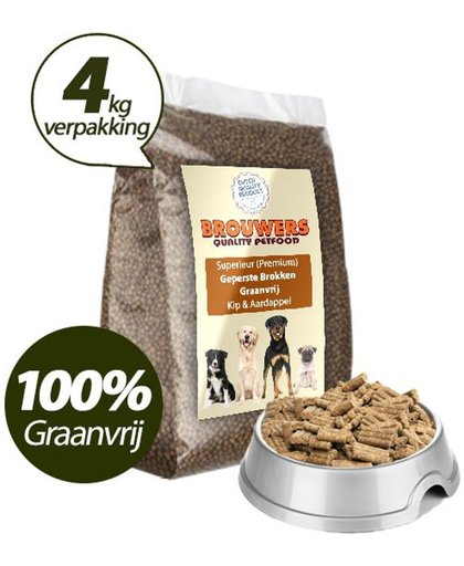Graanvrij - Superieur (Premium) Geperste Brokken Kip & Aardappel - 4 KG - 100% Graanvrij Hondenvoer