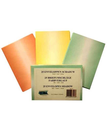 4 pakjes Enveloppen Pakje C6 - Totaal 100 Enveloppen - Schaduw - Groen, Geel, Rood