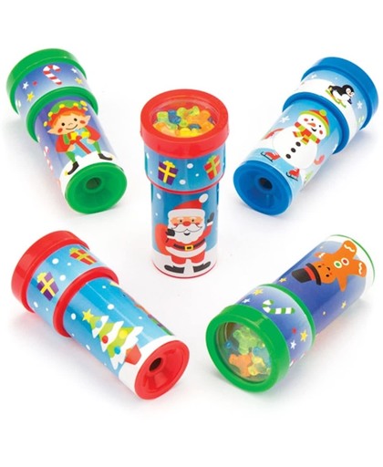 Kaleidoscopen met kerstafbeelding voor kinderen. Leuke kerstcadeautjes en spelletjes voor kleine kinderen (6 stuks per verpakking)