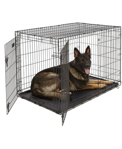 Petstore Hondenbench 2 Deurs - Maat XXL 121x74x81 cm - Zwart - inclusief passend vetbed