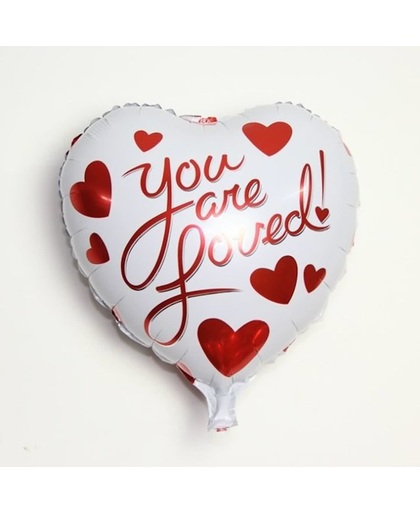 45 cm witte hartvormige folie ballon YOU ARE LOVED van hoge kwaliteit