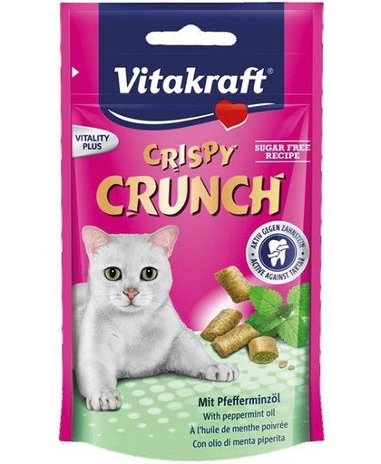Vitakraft Crispy Crunch Pepermuntolie - Kat - Snack - Tegen tandplak en tandsteen - 3 x 60 gr