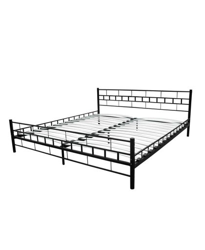 vidaXL Metal Bed 140x200 cm Black Block