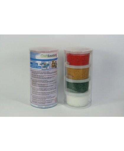 Craftemotions Foam Ball Clay set 601010-1301 Primary goud,rood,groen,wit 4x30gr./glitter