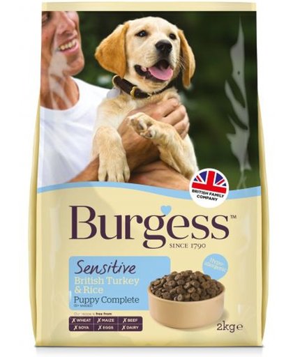 Burgess dog sensitive puppy kalkoen / rijst hondenvoer 2 kg