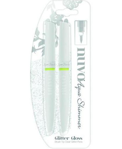 Tonic Studios Nuvo Aqua Shimmer Glitter Brush Tip Doorzichtig, 2 stuks