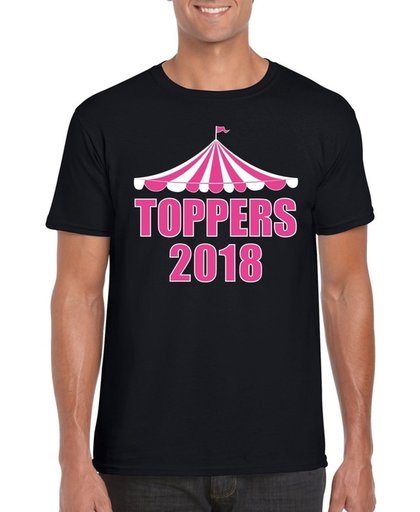 Toppers 2018 shirt zwart met roze letters voor heren - Toppers dresscode 2018 XL