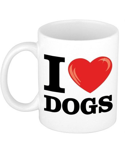 I Love Dogs koffiemok / beker 300 ml - cadeau voor honden liefhebber