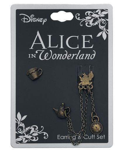 Alice in Wonderland Tea Time Oorsteker, per stuk goudkleurig